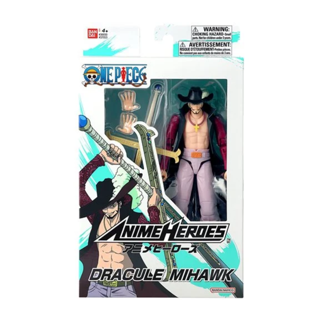 BANDAI NAMCO One Piece Anime Heroes Dracule Mihawk Action Figure
